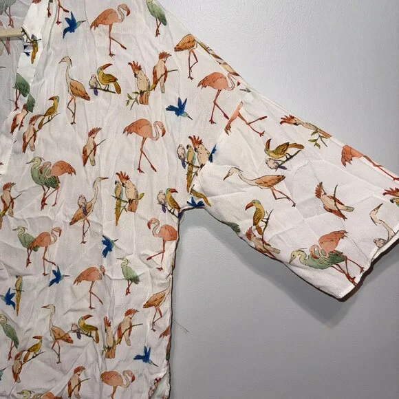Zara Womens Bird Print Lightweight Blouse - Size L - Flamingo - Picture 4 of 5